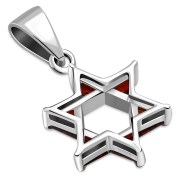 Tiny Star of David Silver Pendant set w Garnet CZ, p377