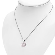 Tiny Star of David Silver Pendant w Pink CZ, p377