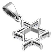 Tiny Star of David Silver Pendant w Clear CZ, p377