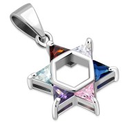 Tiny Star of David Silver Pendant MIX Color CZ, p377