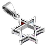 Tiny Star of David Silver Pendant MIX Color CZ, p377