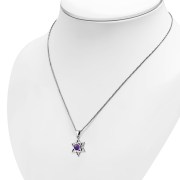 Amethyst Genuine Stone Star of David Silver Pendant, p378