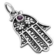 filigree Work Hamsa Pendant Purple Swarovski, p384