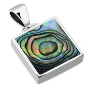 Abalone Square Silver Pendant, p390