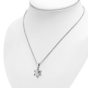 Synthetic Sun & Ice Opal Star of David Silver Pendant, p378