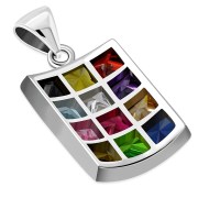 Hoshen Silver Pendant, set w Mix Color CZ, p407