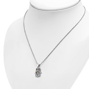 Tiny Hamsa Hoshen Silver Pendant w Swarovski, p408