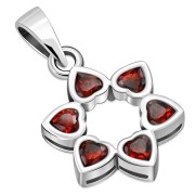 Garnet CZ Heart Shape Star David Pendant, p410