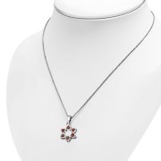 Garnet CZ Heart Shape Star David Pendant, p410