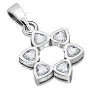 Clear CZ Heart Shape Star David Pendant, p410