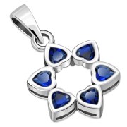 Heart Shape Blue CZ Star David Pendant, p410