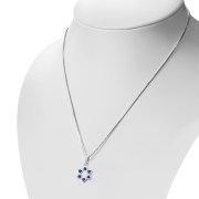 Heart Shape Blue CZ Star David Pendant, p410