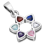 Mix Color CZ Heart Shape Star David  Pendant, p410