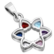 Mix Color CZ Heart Shape Star David  Pendant, p410