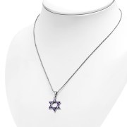 Medium Star David Pendant w Purple CZ, p411