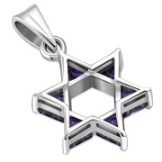 Medium Star David Pendant w Purple CZ, p411