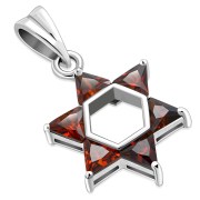 Garnet CZ Medium Star of David Pendant, p411