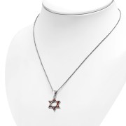 Garnet CZ Medium Star of David Pendant, p411