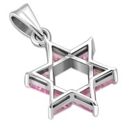 Pink CZ Medium Star David Pendant, p411