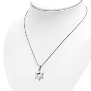 Medium Star David Pendant w Clear CZ, p411