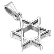 Medium Star David Pendant w Clear CZ, p411