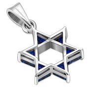 Blue CZ Medium Star David Pendant, p411