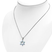 Topaz Blue CZ Medium Star David Pendant, p411