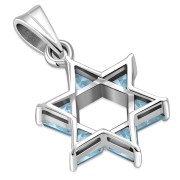 Topaz Blue CZ Medium Star David Pendant, p411