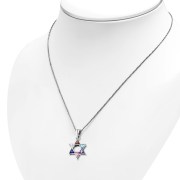 Mix Color CZ Medium Star David Pendant, Sterling Silver, p411