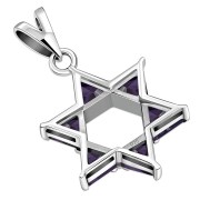 Large Star David Pendant Amethyst CZ, p412