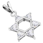 Large Star David Pendant set w/ Clear CZ, p412