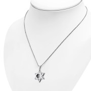 Large Star David Pendant set w/ Clear CZ, p412