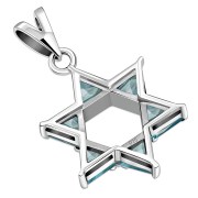 Blue Topaz CZ Large Star David Pendant, p412