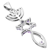 Amethyst CZ Messianic Seal of Jerusalem Pendant, p428