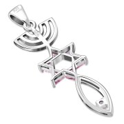 Pink CZ Messianic Seal of Jerusalem Pendant, p428