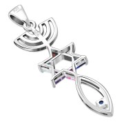 Mix Color CZ Messianic Seal of Jerusalem Pendant, p428