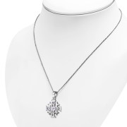 Jerusalem Cross Silver Pendant set w Amethyst Genuine Stone, p452