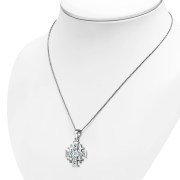 Blue Topaz CZ Jerusalem Cross Silver Pendant, p452