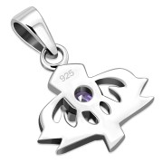 Tiny Silver Thistle Pendant set w Amethyst CZ, p455