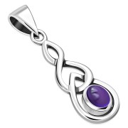 Silver celtic Pendant w Amethyst, p457