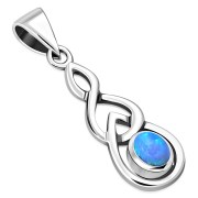 Silver Celtic Pendant set w/ Synthetic Azure Opal, p457