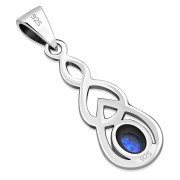 Silver Celtic Pendant set w/ Synthetic Azure Opal, p457