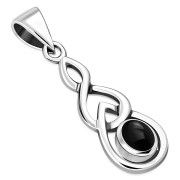 Silver celtic Pendant w Black Onyx, p457