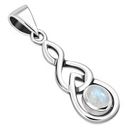 Silver celtic Pendant w Rainbow Moon Stone, p457