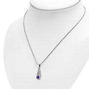 Celtic Knot Pendant w Amethyst Genuine Stone, p458