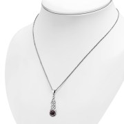 Long Celtic Pendant w Garnet, p459