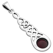 Long Celtic Pendant w Garnet, p459