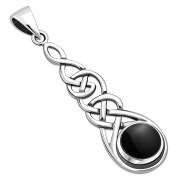 Long Celtic Pendant w Black Onyx, p459