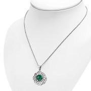 Green Agate Celtic Knot Silver Pendant, p460