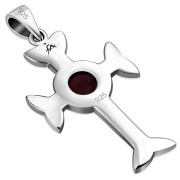 Garnet Celtic Trinity Knot Cross Silver Pendant, p463